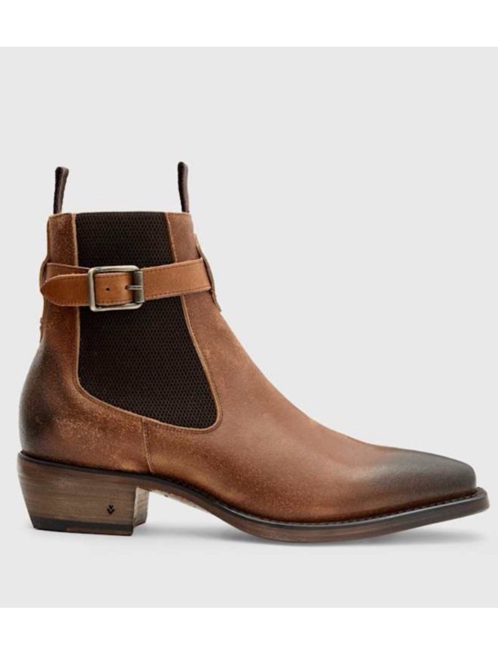 John Varvatos Walker Buckle Leather Chelsea Boot Light Brown New Size 11